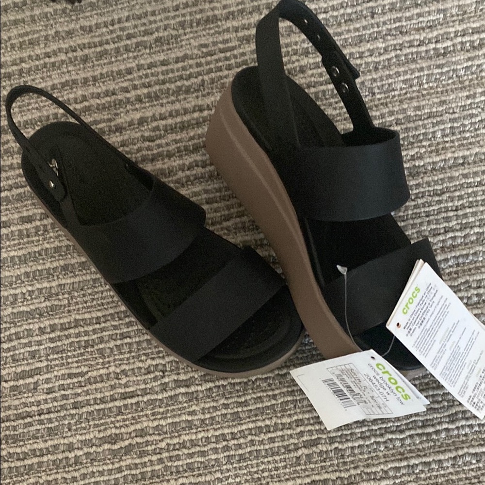 CROCS Black and Brown Wedge Shoes